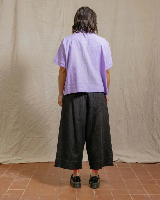  Nettle Studios 스트레이트 팬츠 네틀 스튜디오 레귤러 길이 린넨 미드 이지 팬츠 블랙 - OTHER BRANDS