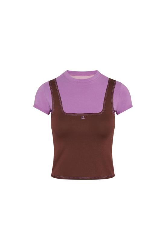  OLIVIA LATINOVICH 반팔 티셔츠 올리비아 라티노비치 컬러블록 베이비 티 멀티 - OTHER BRANDS