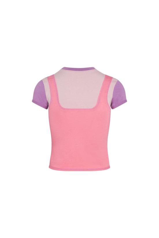  OLIVIA LATINOVICH 반팔 티셔츠 올리비아 라티노비치 컬러블록 베이비 티 멀티 - OTHER BRANDS