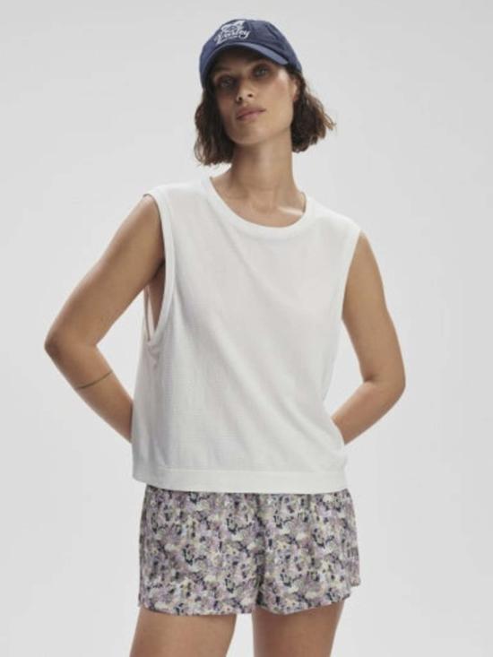  발리 민소매 티셔츠 바를리 페이지 심리스 크롭 탱크 스노우 화이트