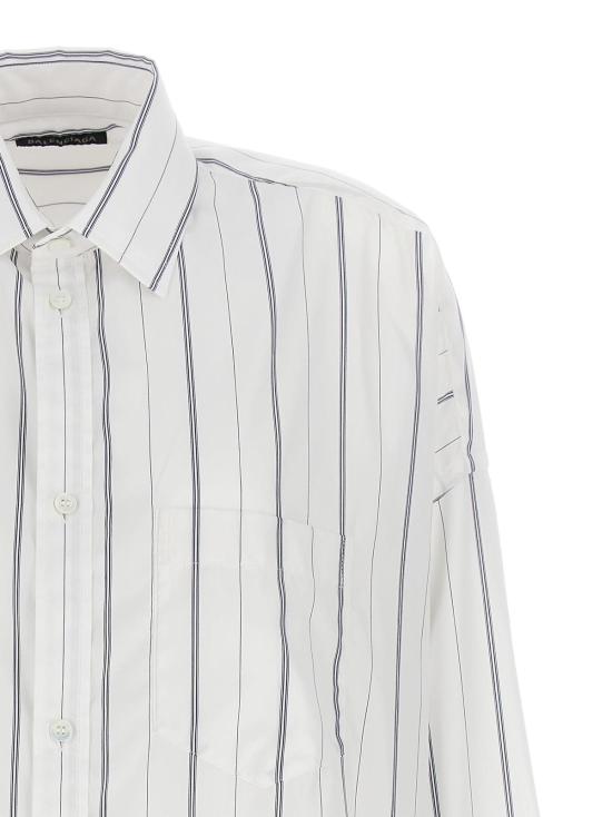  발렌시아가 셔츠 코쿤 셔츠 화이트 네이비 - BALENCIAGA