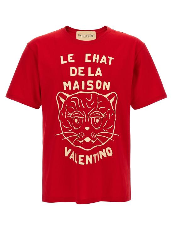  발렌티노 가라바니 반팔 티셔츠 Valentino Garavani Le Chat De La Maison 티셔츠 레드