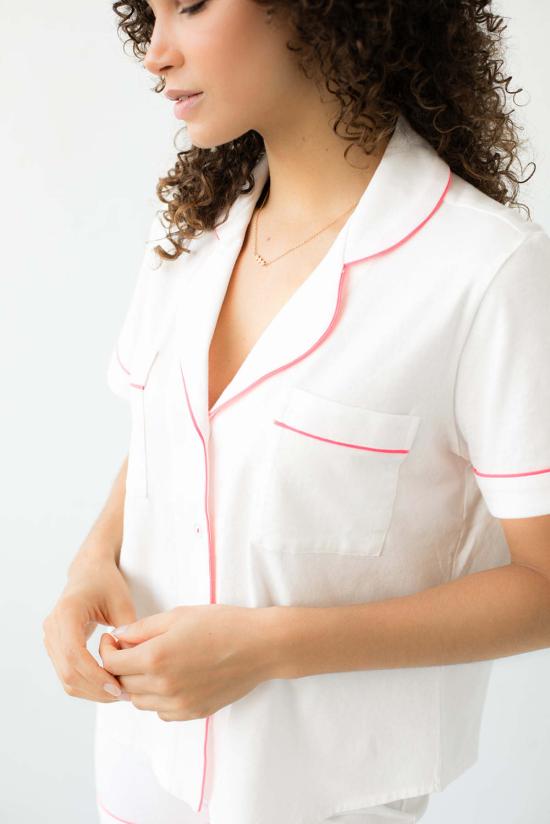  Salua Lingerie 라운지 웨어 살루아 란제리 클래식 럭셔리 쇼티즈 파자마, 브러시드 피마 코튼 소재 - SALUA LINGERIE