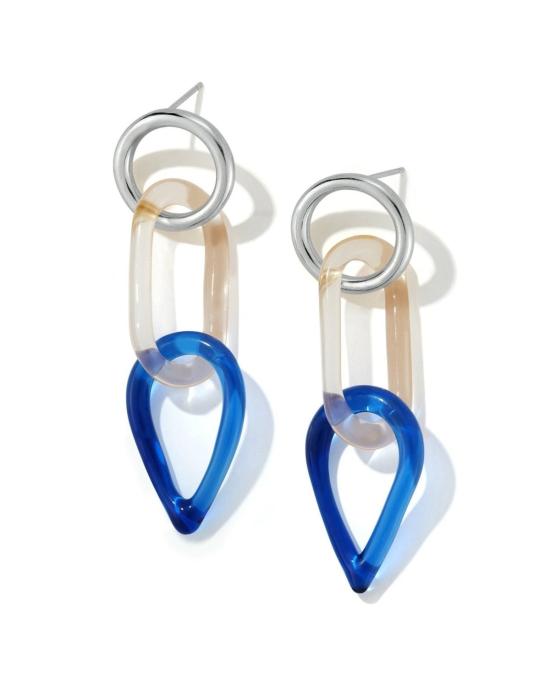  제인 다렌스부르그 이어링 제인 다렌스버그 실버 & 글래스 서클 오벌 & 물방울 체인 귀걸이 (스털링 실버)