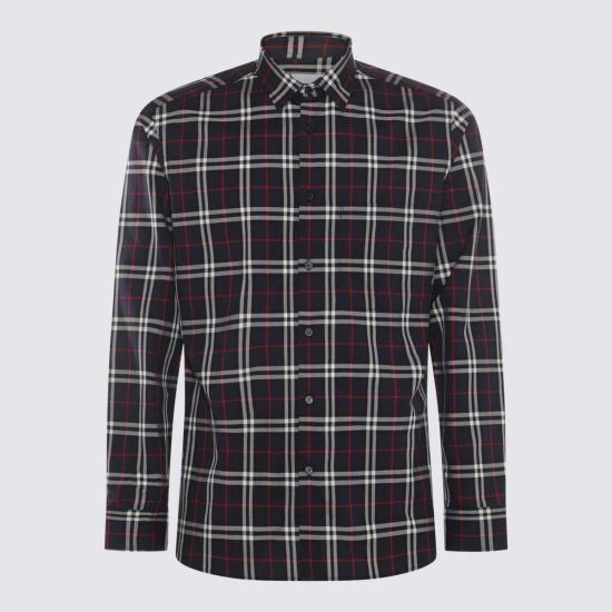  버버리 긴팔 셔츠 코튼  네이비 IP 체크