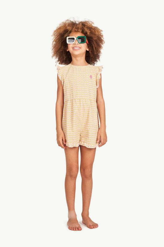  [키즈] 더 애니멀스 옵저버토리 오버롤 어린이 동물 관측소 다람쥐 롬퍼 노란 꽃