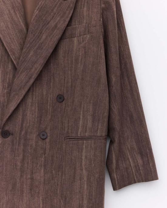  콜보 수트 자켓 더블 브레스트 블레이저 워시드 브라운 하운드투스 - COLBO