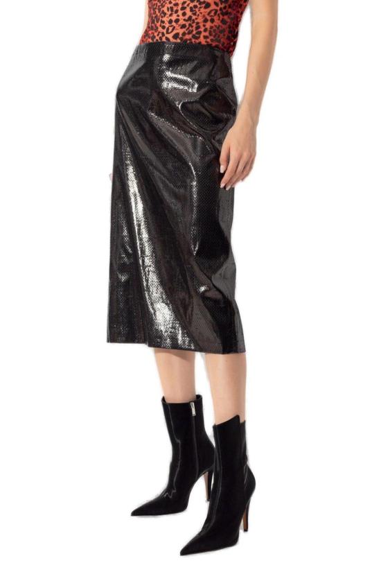  알렉산더 맥퀸 미디 스커트 타폴린 펜슬  블랙 - ALEXANDER MCQUEEN