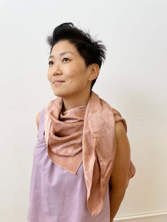  해피 프렌치 갱 머플러/스카프 해피프렌치갱 에코프린팅 실크 스카프 헤이즐넛 - HAPPY FRENCH GANG