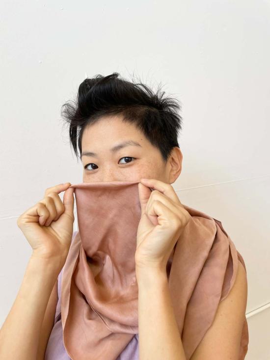  해피 프렌치 갱 머플러/스카프 해피프렌치갱 에코프린팅 실크 스카프 헤이즐넛 - HAPPY FRENCH GANG