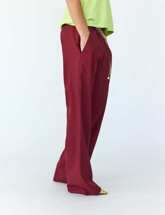  Lindsay Nicholas New York 스트레이트 팬츠 린지 니콜라스 뉴욕 페이크 라이즈  마룬 - OTHER BRANDS