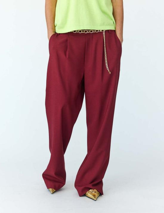  Lindsay Nicholas New York 스트레이트 팬츠 린지 니콜라스 뉴욕 페이크 라이즈  마룬 - OTHER BRANDS