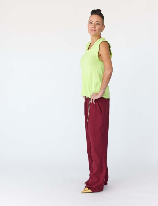  Lindsay Nicholas New York 스트레이트 팬츠 린지 니콜라스 뉴욕 페이크 라이즈  마룬 - OTHER BRANDS