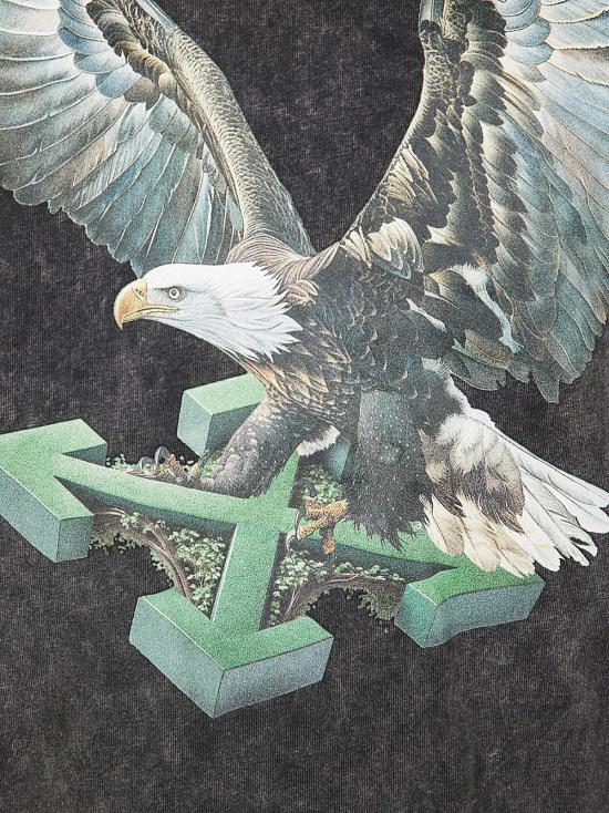  오프화이트 반팔 티셔츠 이글 애로우 90년대 스케이트 반팔 유니 티셔츠 마블 블랙 - OFF WHITE