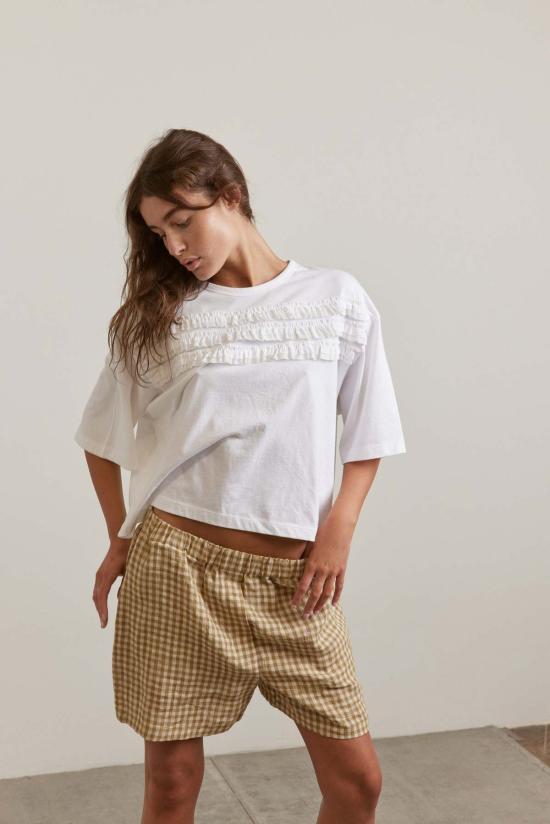  amente 반팔 티셔츠 아멘테 러플 반팔 면 티셔츠 - OTHER BRANDS