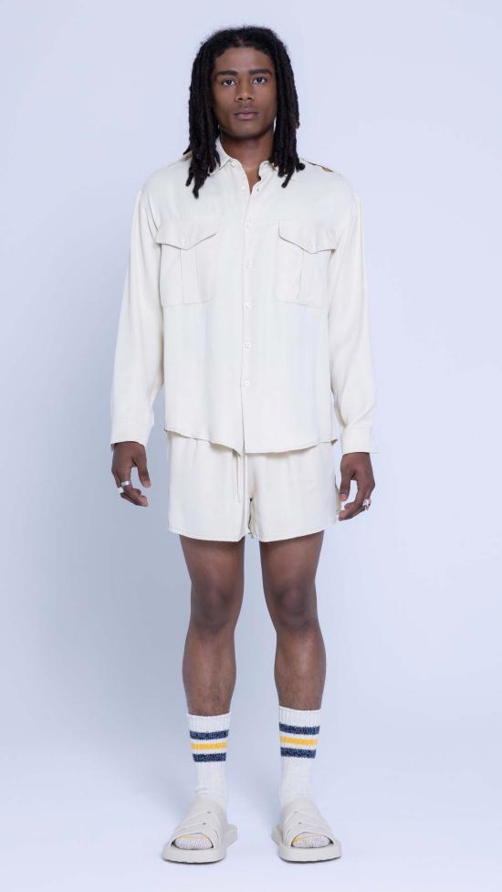  Graphia New York 긴팔 셔츠 그라피아 뉴욕 존스 사파리  내추럴 새틴 - OTHER BRANDS