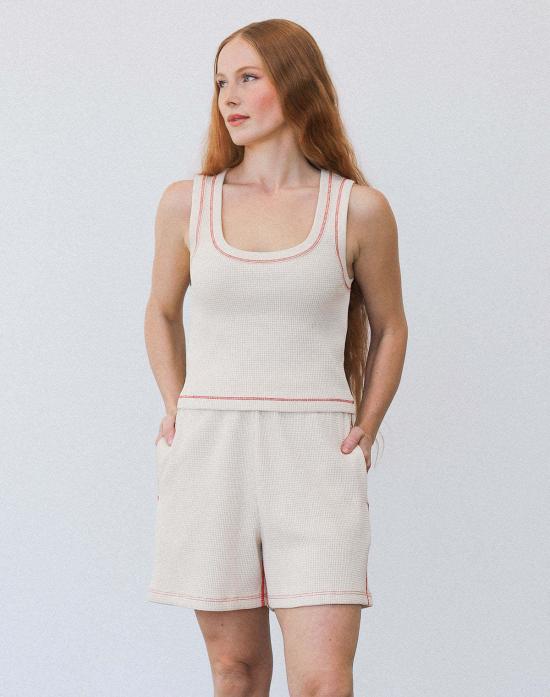  Noble 숏팬츠 노블 와플  오트밀크 파프리카 스티치 - OTHER BRANDS