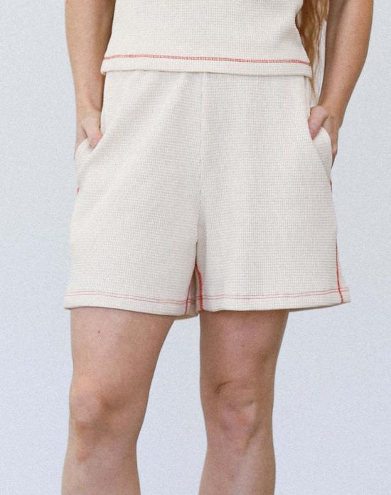  Noble 숏팬츠 노블 와플  오트밀크 파프리카 스티치 - OTHER BRANDS