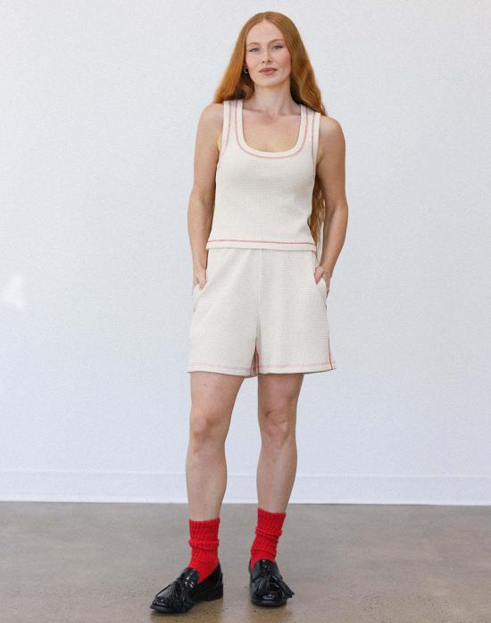  Noble 숏팬츠 노블 와플  오트밀크 파프리카 스티치 - OTHER BRANDS