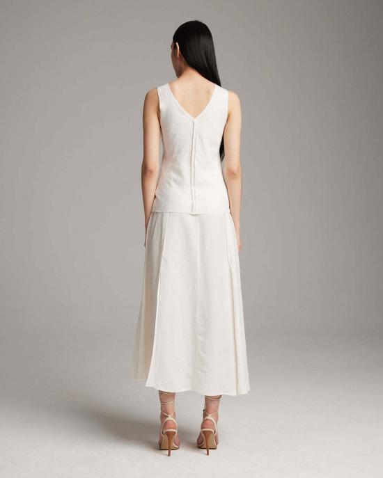  보즈 민소매 티셔츠 Voz 린넨 로우엣지 탱크탑 블랙/화이트 - VOZ