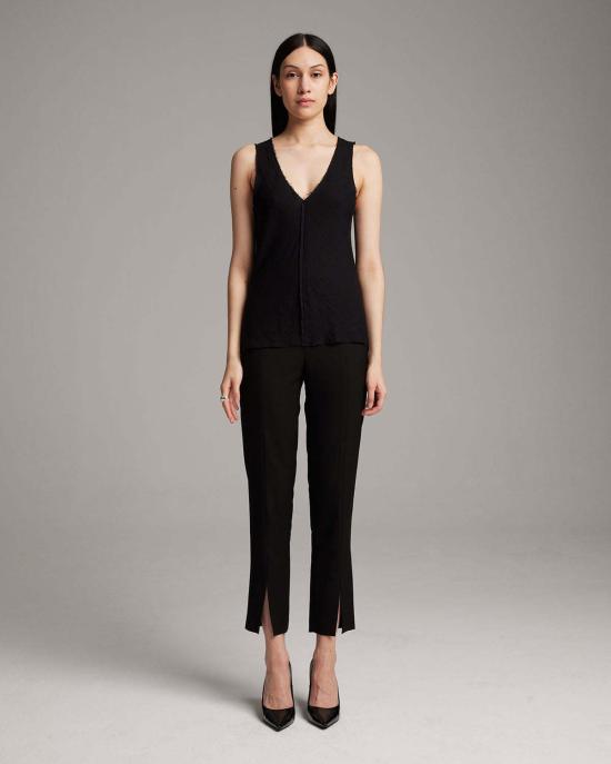  보즈 민소매 티셔츠 Voz 린넨 로우엣지 탱크탑 블랙/화이트 - VOZ