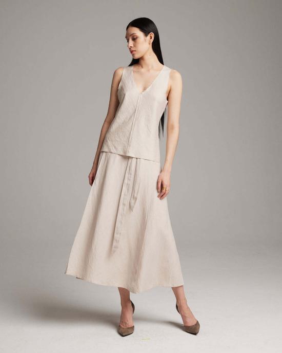  보즈 민소매 티셔츠 Voz 린넨 로우엣지 탱크탑 블랙/화이트 - VOZ