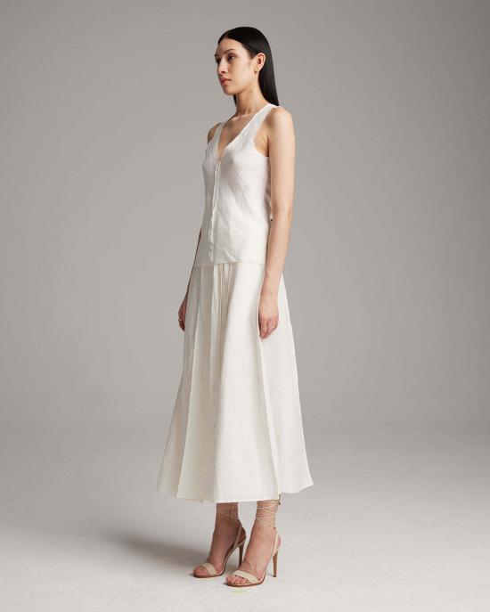  보즈 민소매 티셔츠 Voz 린넨 로우엣지 탱크탑 블랙/화이트 - VOZ