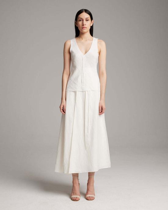  보즈 민소매 티셔츠 Voz 린넨 로우엣지 탱크탑 블랙/화이트 - VOZ