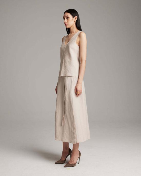  보즈 민소매 티셔츠 Voz 린넨 로우엣지 탱크탑 블랙/화이트 - VOZ