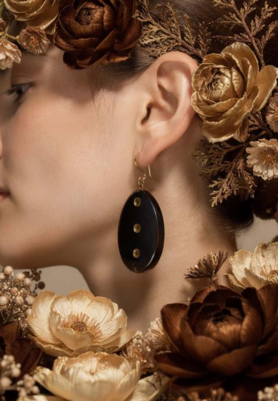  이키비 이어링 조약돌 나무 귀걸이 (갈색) - IKKIVI