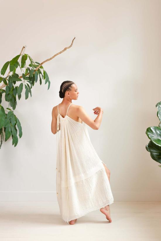  예세이트 롱 원피스 Yesaet Genet 맥시 홀터 드레스 베이지