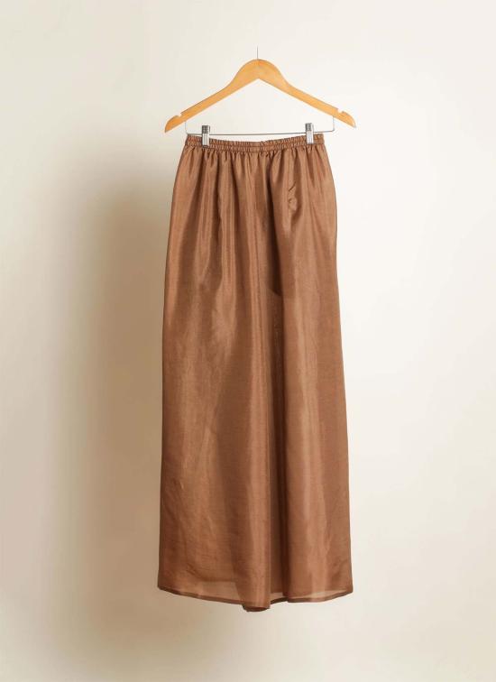  KAAREM 스트레이트 팬츠 카렘 마블 플리츠 실크 오간자 포켓 팬츠 (엘라스틱 밴드 포함) 브라운 실크 오간자 - OTHER BRANDS