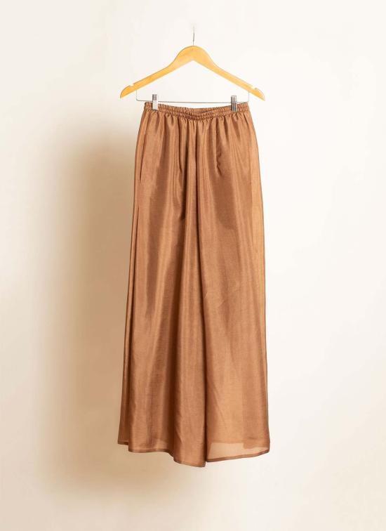  KAAREM 스트레이트 팬츠 카렘 마블 플리츠 실크 오간자 포켓 팬츠 (엘라스틱 밴드 포함) 브라운 실크 오간자 - OTHER BRANDS