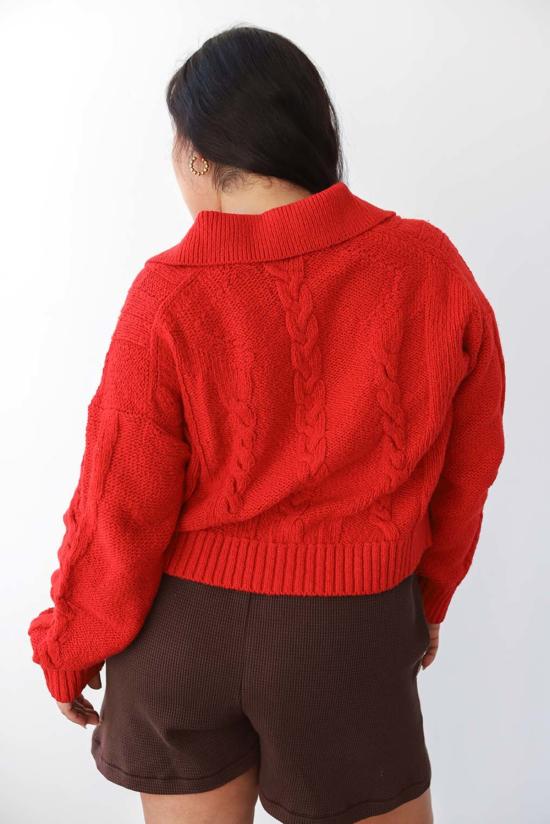  노블 가디건 브레이드 니트  파프리카 - NOBLE