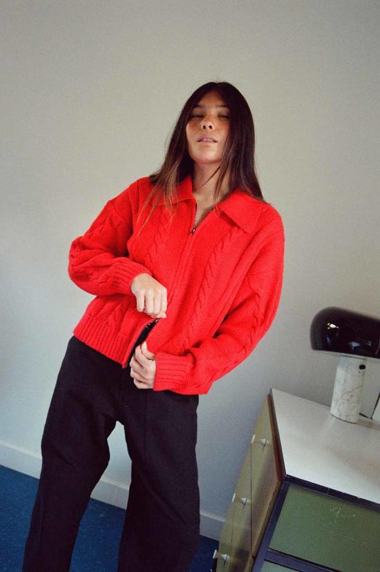  Noble 가디건 노블 브레이드 니트  파프리카 - OTHER BRANDS