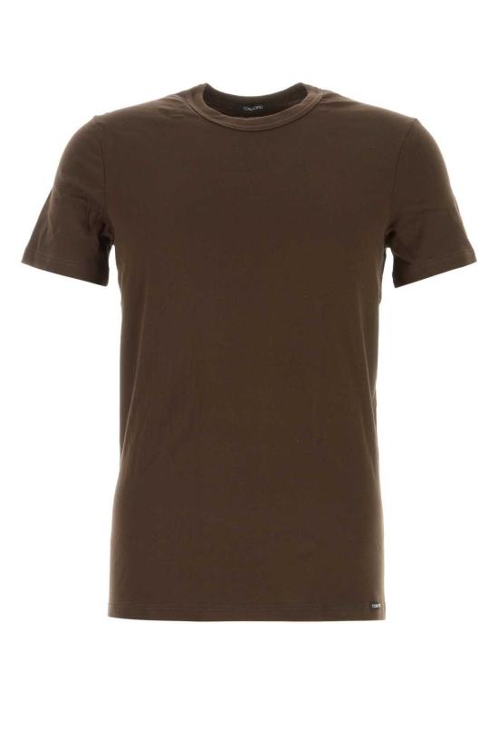  톰포드 탑 톰 포드 브라운 스트레치 코튼 블렌드 티셔츠 (누드)