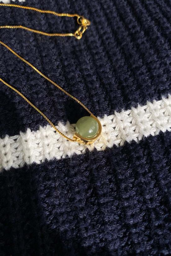  세레 목걸이/팬던트 세리 이퀴녹스 그린 비즈 제이드 목걸이 (연두색) - SEREE