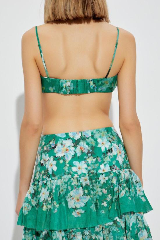  짐머만 브라 지머만 에벌리 드레이프드 보우 렛 탑 그린 - ZIMMERMANN