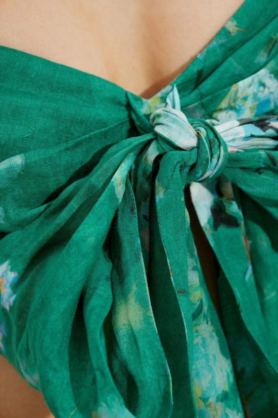  짐머만 브라 지머만 에벌리 드레이프드 보우 렛 탑 그린 - ZIMMERMANN