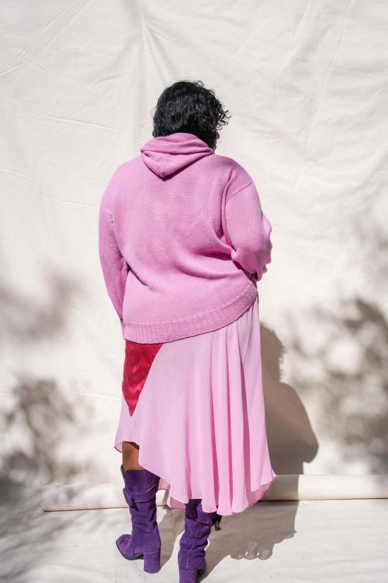  아바카시 롱 스커트 실크 투톤 바이어스 슬립 스커트 - ABACAXI