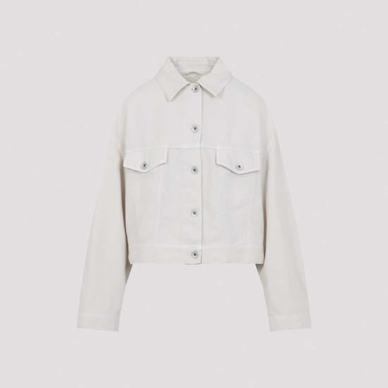  브루넬로 쿠치넬리 자켓 크롭 불 재킷 초크 - BRUNELLO CUCINELLI