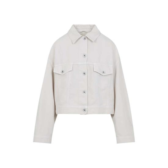  브루넬로 쿠치넬리 자켓 크롭 불 재킷 초크 - BRUNELLO CUCINELLI