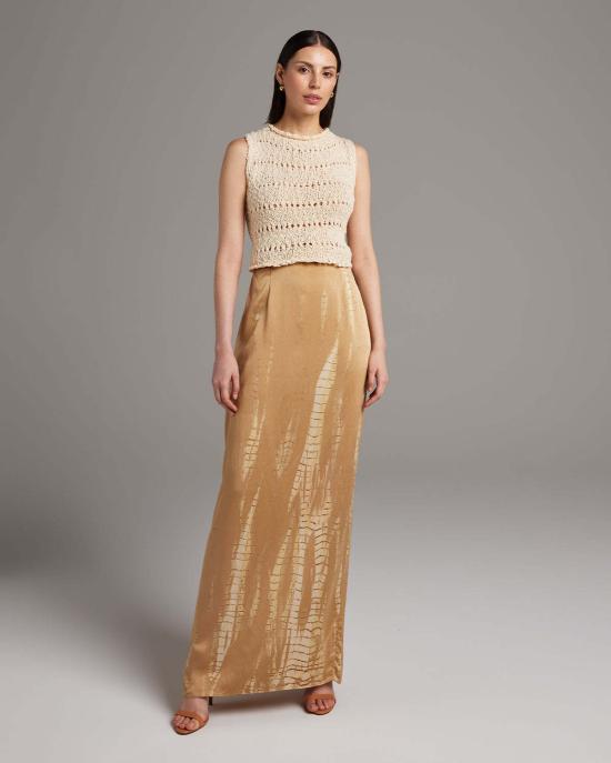  보즈 민소매 티셔츠 플람 니트 크롭탑 - VOZ