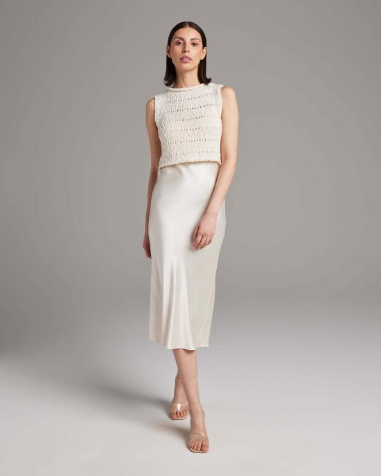  보즈 민소매 티셔츠 플람 니트 크롭탑