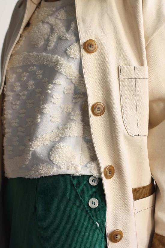  머틀 데님 자켓 로지 초어 재킷 아이보리 데님 - MYRTLE