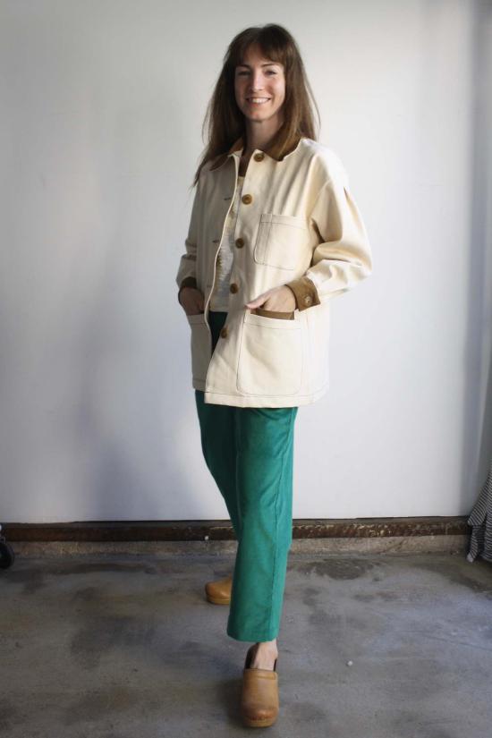  머틀 데님 자켓 로지 초어 재킷 아이보리 데님 - MYRTLE