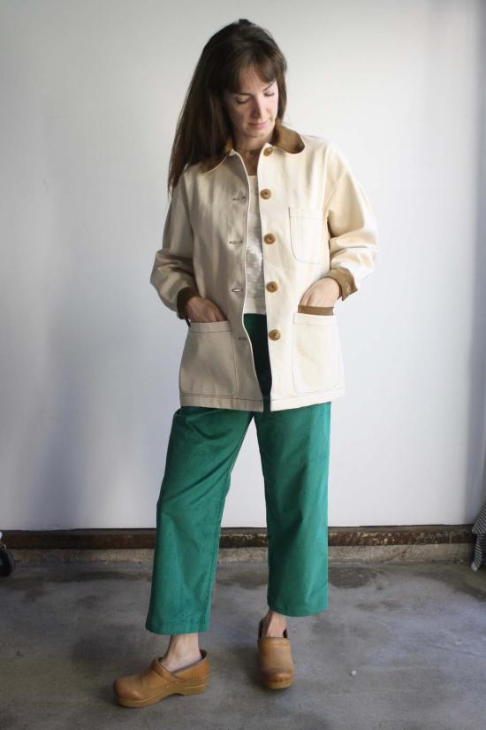  머틀 데님 자켓 로지 초어 재킷 아이보리 데님 - MYRTLE