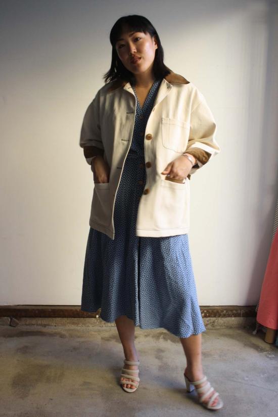  머틀 데님 자켓 로지 초어 재킷 아이보리 데님