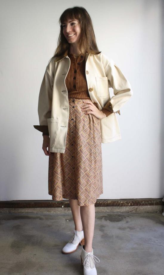  머틀 데님 자켓 로지 초어 재킷 아이보리 데님 - MYRTLE