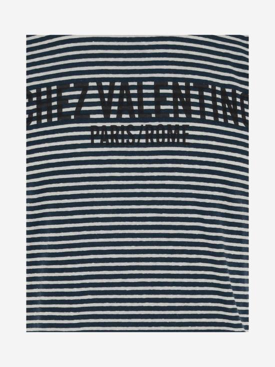  발렌티노 가라바니 반팔 티셔츠 발렌티노 로고 프린트 스트라이프 티셔츠 레드 - VALENTINO GARAVANI